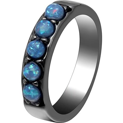 Hainon Blue Opal Finger Rings For Women 2018 New Design Silver Plated Ring Set Birthday Gifts Trendy Jewelry For Party