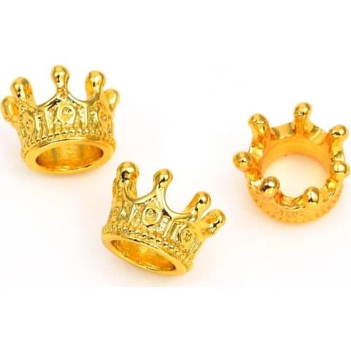 10PCS Tibetan Style Crown Alloy Beads Large Hole Beads for Bracelets Bangle Necklaces DIY Jewelry Making Accessories 10.5x7mm