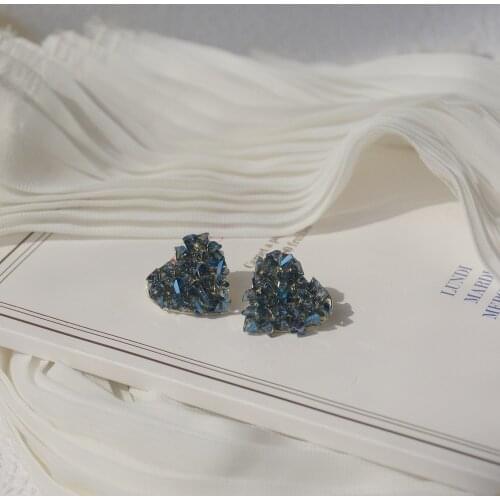14k Real Gold Plated Fashion Jewelry Blue Crystal Lovely Exquisite Stud Earrings for Woman Holiday Party Elegant Earring