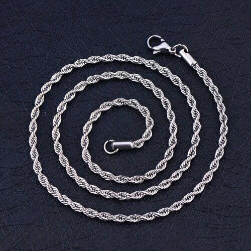 24'' Stainless Steel Rope Necklace Chain 2.5 2.8 3.9mm Width For women men pendant