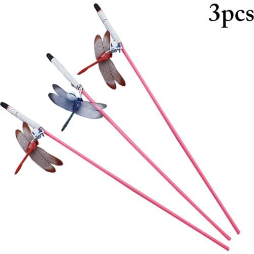 3PCS Random Color Cat Teaser Wand Training Dragonfly Bell Cat Wand Toy Cat Interactive Toy Pet Funny Favor Toy Training Toys