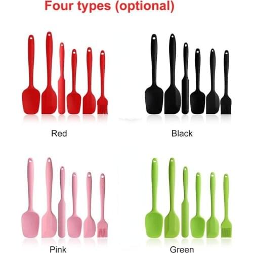 6 Pcs /set Rubber Spatula Oil Brush Silicone Pastry Spatula Set Non-Stick Heat-Resistant Spatula for Kitchen Baking Cooking Set