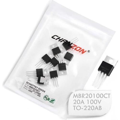 10 Pcs) MBR20100CT Schottky Barrier Rectifier Diodes 20A 100V TO-220AB (TO-220) 20 Amp 100 Volt MBR20100 CT