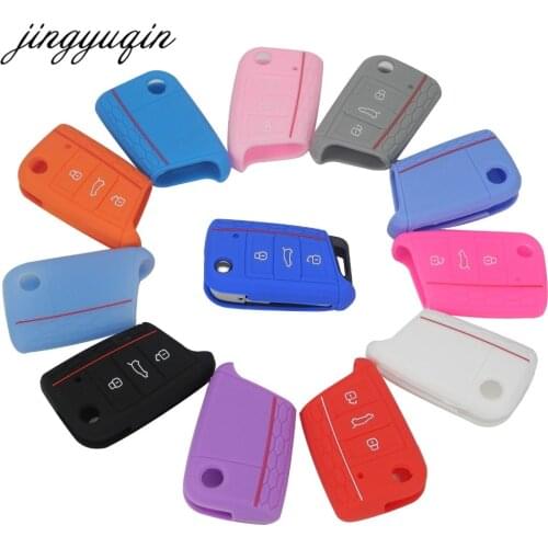 Jingyuqin Key Case Key Bag Key Cover For VW Golf 7 mk7 Skoda Octavia A7 New Polo Silicone Key Portect Case Car Accessories