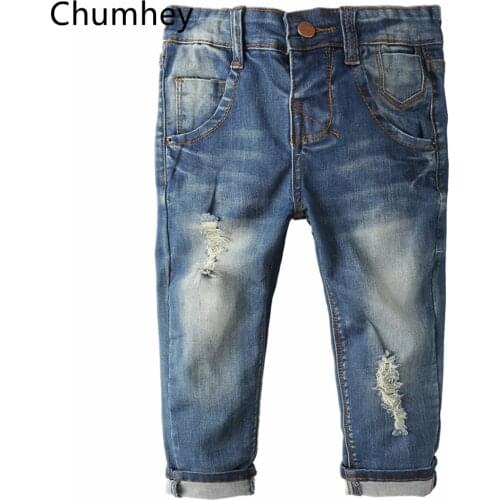 Chumhey 0-8T Top Quality Spring Kids Jeans Children Pants Boys Girls Denim Trousers broken hole Child Clothing Boys Clothes