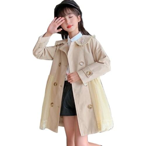 Girls Long Jacket Solid Color Coat Girl Casual Style Coat Kids Spring Autumn Childrens Winter Clothes 6 8 10 12 14
