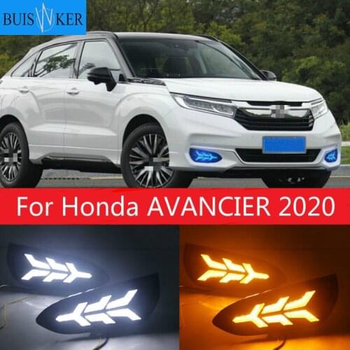 1 Set DRL Daytime Running Lights Daylight 12V ABS Fog Lamp Cover With Turn Yellow Signal Light For Honda AVANCIER 2020