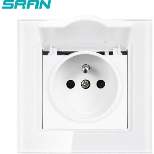 French Electric Socket Cover,16A Crystal Tempered Glass Panel Iron Plate Iron Claw Wall Socket Eu F6CZ004