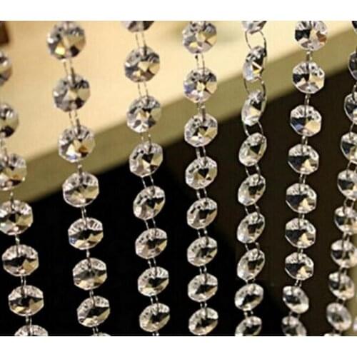 Hot sell Octagonal Acrylic Crystal Beads Curtains DIY Window Door Curtain Party Wedding Passage Backdrop Decoration