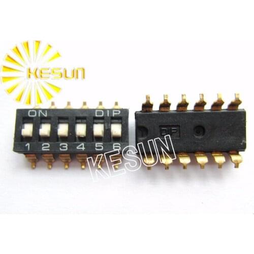 China Quality KM-06 Black 6P SMT DIP Switch 2.54mm 6 Position IC Encoder Switch Slide Switch KM-06H x 100PCS