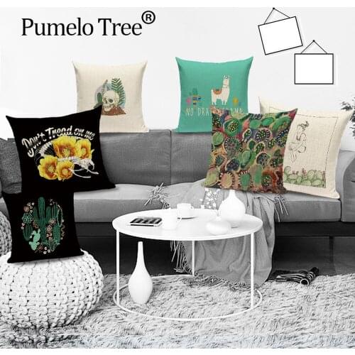 Colorful Skull Cushion Cover Tropical Cactus Decor Throw Pillow Case Plant Home Sofa Decorative Pillow Cases Cojines Decorativos
