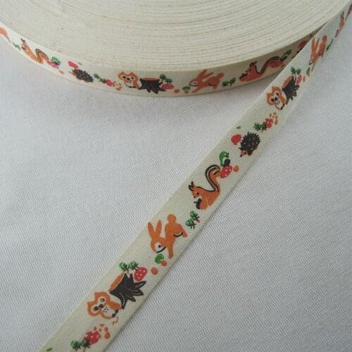 5/8"15mm cotton ribbon Animals series cartoon Printed Webbing DIY sewing & Packing Cotton Fabric Patchwork Ribbon 20YDS XM-59