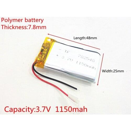 Li-po 3.7V 1150mAh 782548 Lithium Polymer LiPo Rechargeable Battery ion cells For Mp3 Mp4 Mp5 DIY PAD DVD E-book headset