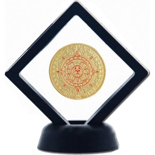 Mexico Mayan Aztec Calendar Art Prophecy Culture 1.57"*0.12" Gold Coins Collectibles W/ Plastic Frame