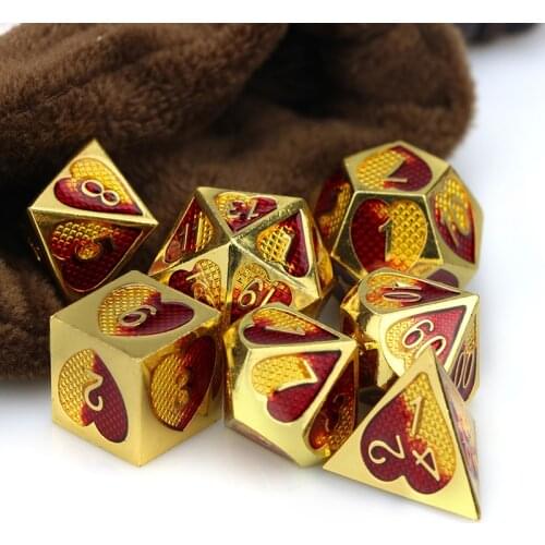 Metal Dice dnd dice set solid dice table games d&d heart green rose rpg dice TRPG dnd dice custom dice D4 D6 D8 D10 D12 D20