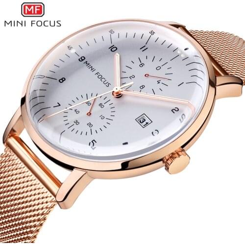 MINI FOCUS Luxury Brand Mens Watch Fashion Casual Quartz Watches Stainless Steel Mesh Belt Wristwatches Waterproof Clock Man