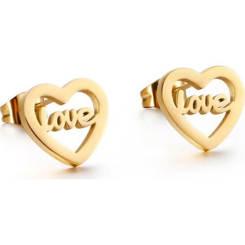 Korean version of simple love LOVE titanium steel female earrings stainless steel fashion