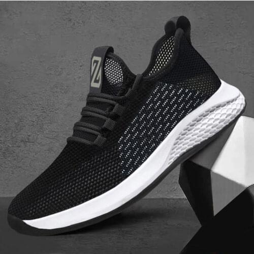 Summer Breathable Mens Mesh Casual Shoes 2020 New Mens Flat Casual Shoes Rubber Lace Up Male Sneakers