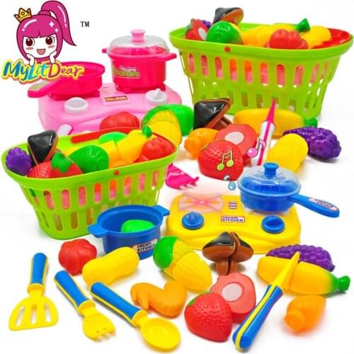 MylitDear Food Kitchen Toys Cut Fruit Toys Plastic Food Toy Vegetable Cutting Pretend Play Kids Kitchen Children Educational Toy