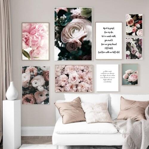 Nordic Home Decoration Wall Living Room Bedroom Pink Girl Flower Picture Fashion Art Canvas Painting Decoration Printing Poster