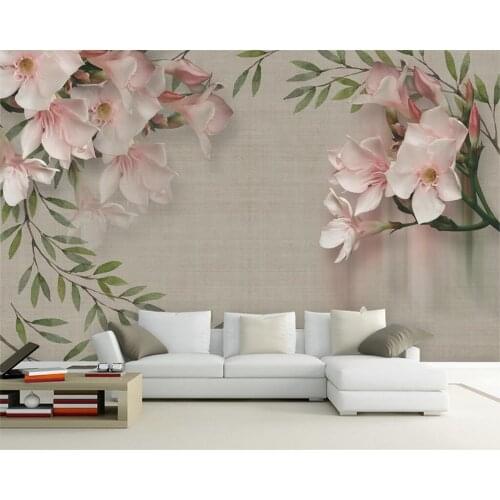 Beibehang Custom wallpaper retro elegant pink floral sofa TV background wall living room bedroom home decor mural 3d wallpaper