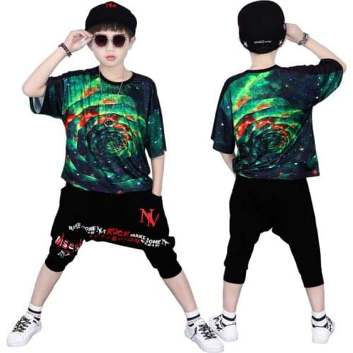 Boys Casual Clothes Kid Boy Clothing Set Summer Children Short Sleeve Wind Printed T-Shirt + Pants 3 4 5 6 7 8 9 10 11 12 Years