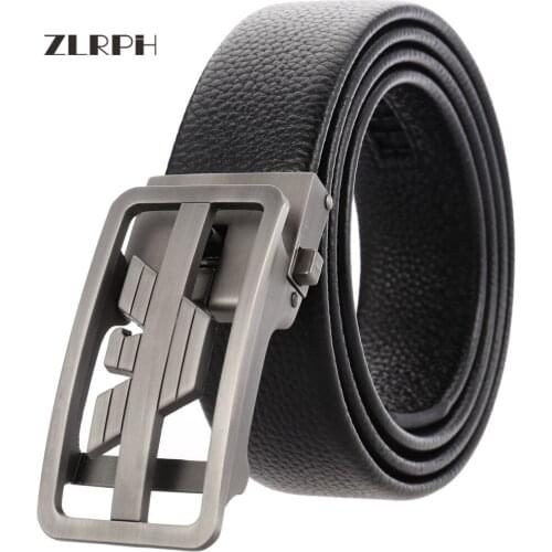 ZLRPH Mens Business Style Belt Leather Strap Male Waistband Automatic Buckle Belts For Men Top Quality Girdle Belts For Jeans