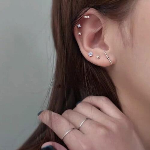 925 sterling silver earring fashion cute zircon star moon sun stud earring asymmetrical exquisite wild simple girl ear jewelry