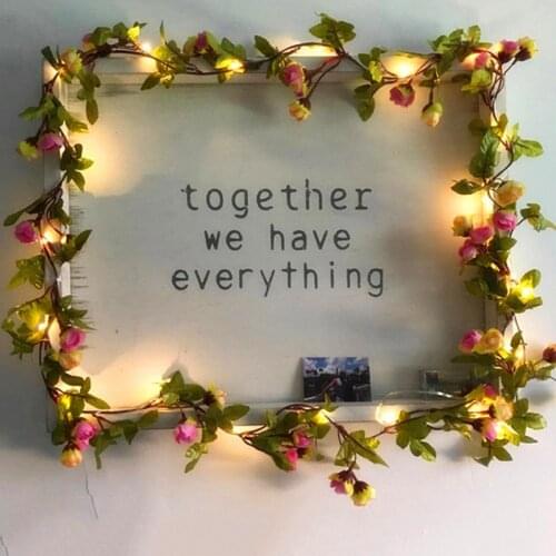 Rose Flower Fairy String Lights 2m Floral Wedding Party Bedroom Decoration Pink Girl for Home Decor Cortina De Luces