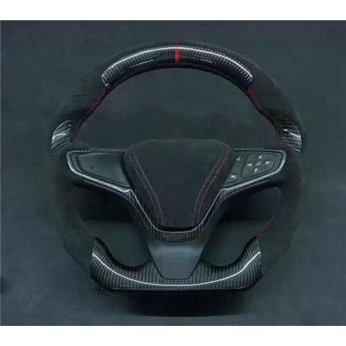 OEM Cuatomized Trim Real Carbon Fiber Sports Steering Wheel Alcantara Leather compatible for Chevrolet Equinox 2016-2020