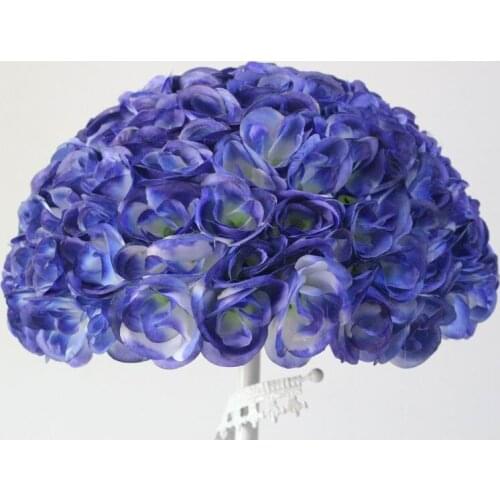 SPR Free Shipping High Quality 40CM-4pcs/lot Artificial Silk Rose Flower Ball for Wedding Christmas Party DIY Decoration-blue