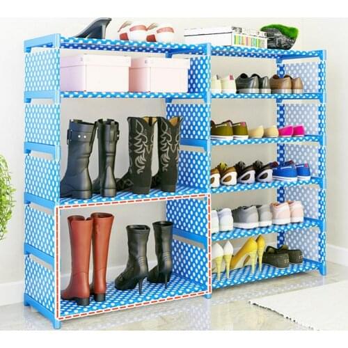 1 Set Storage Rack 6 Layer Shoe Rack Compact Large Capacity Load Bearing Stackable Shoes Organizer Storage for Home