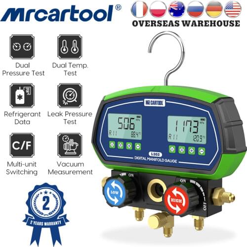 MRCARTOOL L302 HVAC Vacuum Pressure Temperature Tester Leakage Test Refrigeration Tools Digital Manifold Gauge Meter Testo
