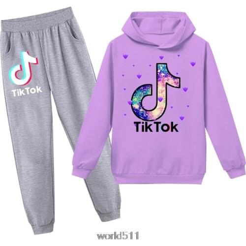 Tik Tok Spring Autumn 2pcs/set Baby Boys Girls Clothes Hoodie + Pants Kids Sport Suit For Children Clothing Tracksuit 2-16Years