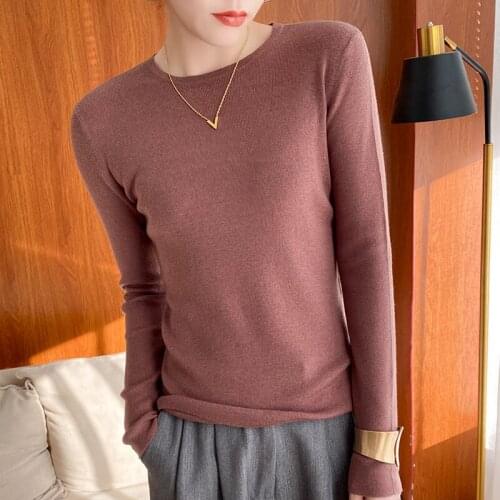 Fine imitation pure wool sweater, slim fitting and bottomed round neck sweater, new style in 2021, with autumn and winter