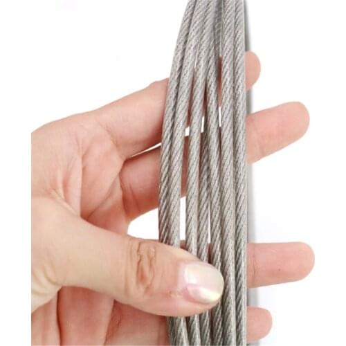Diameter 0.5--5mm,20 to 100 meters 304# Stainless Steel Wire Rope Soft Cable Fishing Clothesline Lifting Rustproof Cable