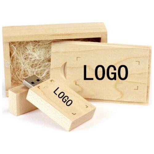 Brand NEW Personalized Wooden usb + wooden box DIY LOGO USB 2.0 Memory flash stick pen drive for computer