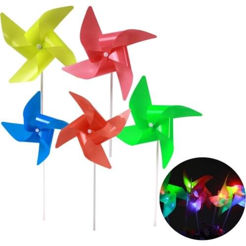 20Pcs/lot with light DIY windmill solid color windmill childrens gift toys