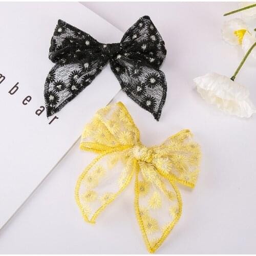 Embroidery Big Hair Bows Clip For Girls Sweet Lace Ribbon Hair clips Japan Hairpins Barrette Hair Accessories spinki do wlosow