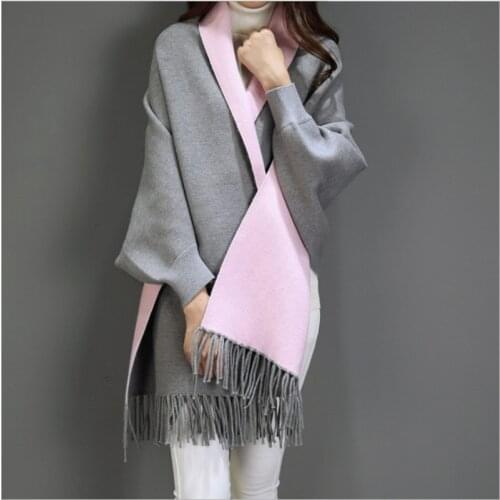 2021 Women Double Sided Color Tassel Knitted Shawl Wrap Plus Size Cardigan Poncho Cape Open Front Long Winter Sweater Coat Mujer