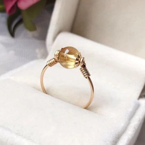 14K Gold Filled Natural Citrine Rings Knuckle Rings Boho Gold Jewelry Mujer Bague Femme Handmade Minimalism Jewelry Women Rings