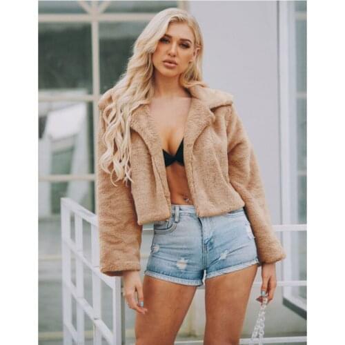 Coat Women Autumn Winter Jackets Solid Color Lapel Loose Long Sleeve Jacket Warm High street Casual wm