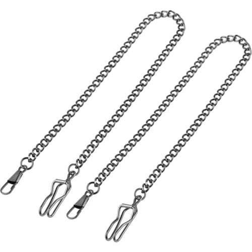 2 Unisex Retro Vintage Pocket Watch Chains Metal Albert Lobster Claw Vest Holder Necklace Key Chain Jean Belt Decor Link Pendant
