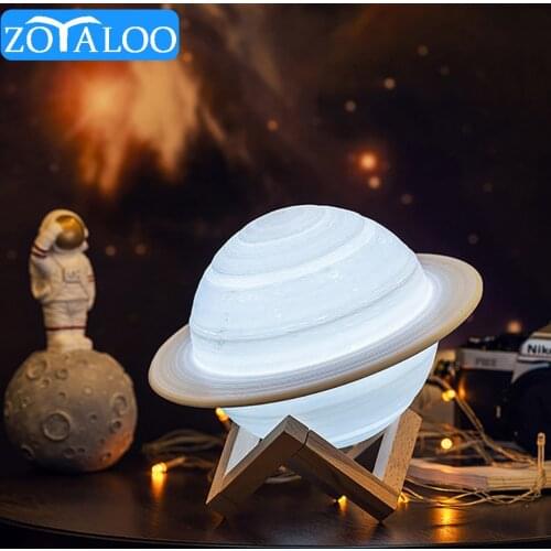 3D Printing Saturn Moon Lamp Night Light Touch/Pat Control 16Colors Remote Kids Gifts Bedroom Decor