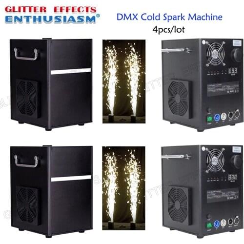 4pcs/lot + 8 bags powder Remote and dmx control stage cold spark fountain firework machine titanium powder machine for wedding