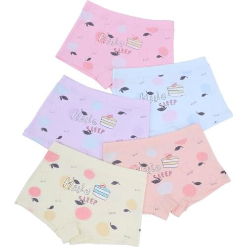5pcs Four Seasons Wear High Quality 95%Cotton Cute Cartoon Girls' Lycra Cotton Panties Kids Short Panties Girl Underpants
