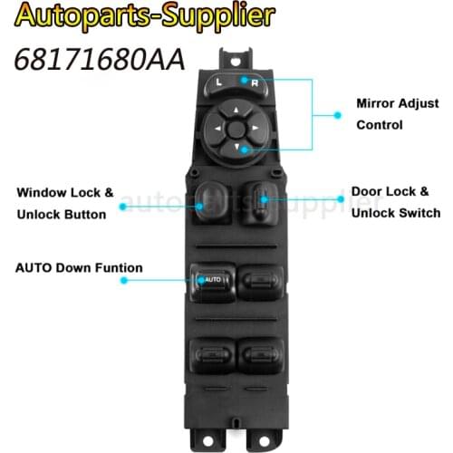 68171680AA New Electric Power Window Master Control Switch For 2002 03 04 05 06 07-10 Dodge Ram