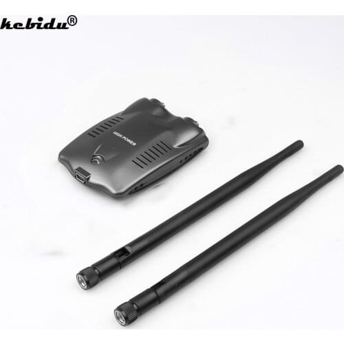 Kebidu 3000mW Wireless Wifi Adapter Receiver + Long Range Dual Wi fi Antenna for RTL 8192FM Free Internet for Desktop PC