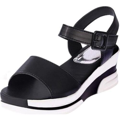 2017 Summer shoes woman Platform Sandals Women Soft Leather Casual Open Toe Gladiator wedges Women Shoes zapatos mujer X6