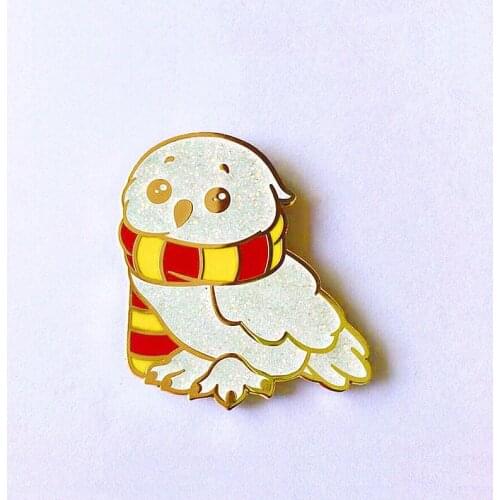 Cartoons Hedwig Owl Wizard World Brooch Pins Enamel Metal Badges Lapel Pin Brooches Jackets Jeans Fashion Jewelry Accessories